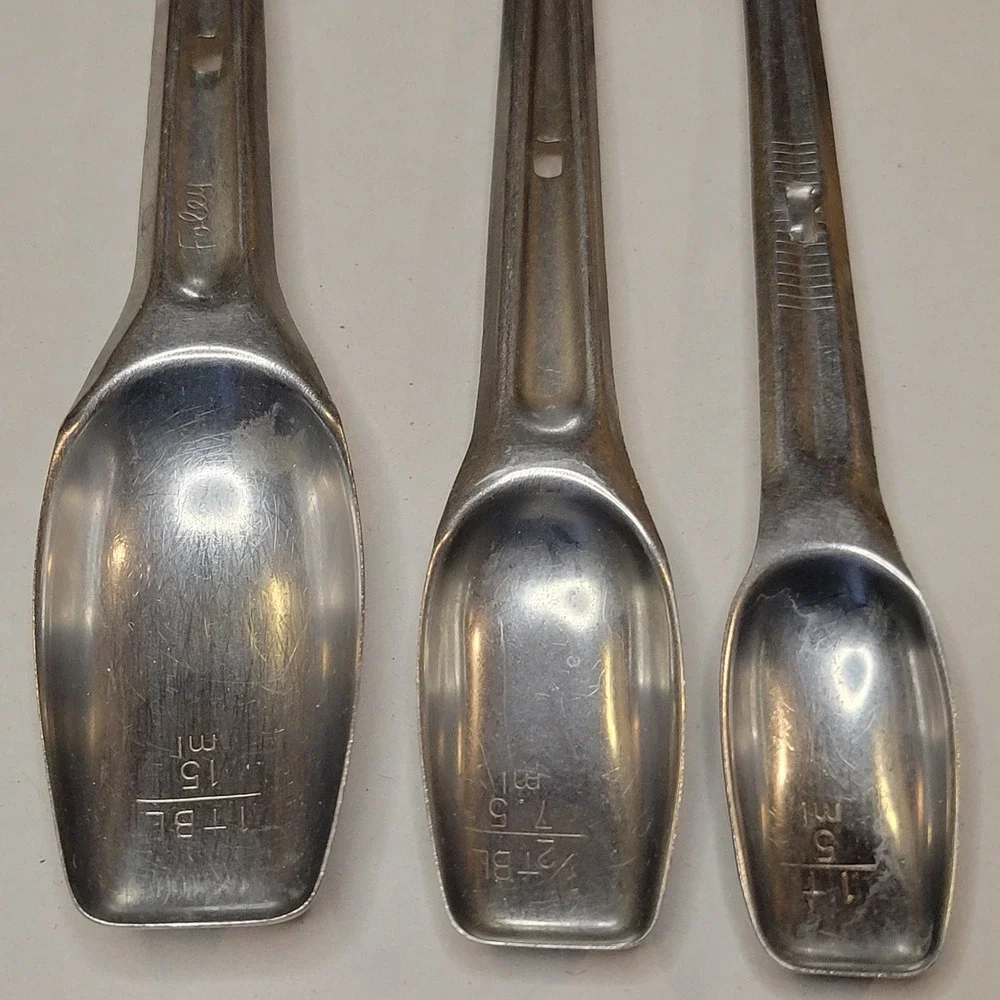 Vintage Foley Stainless Steel Nesting Measuring Spoons Set of 3 Long Handle